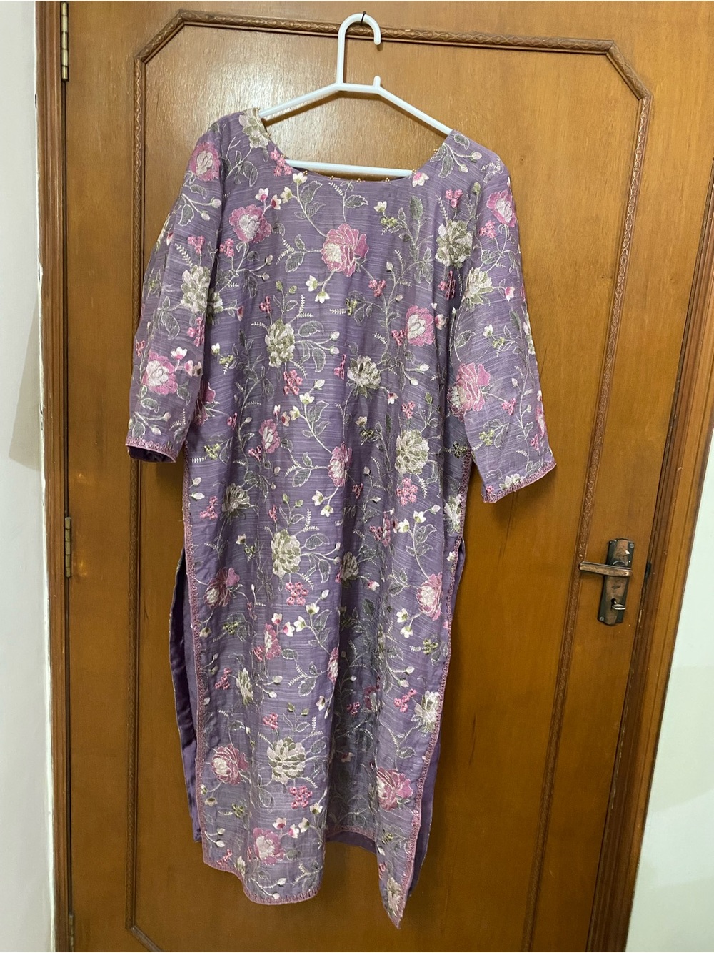 Beautiful fully embroidered cotton net dress